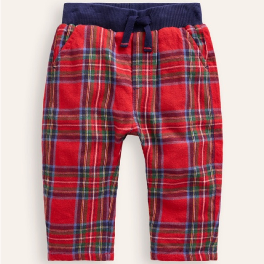NWT Baby Boden cozy lined trouser in plaid, 12-18 month